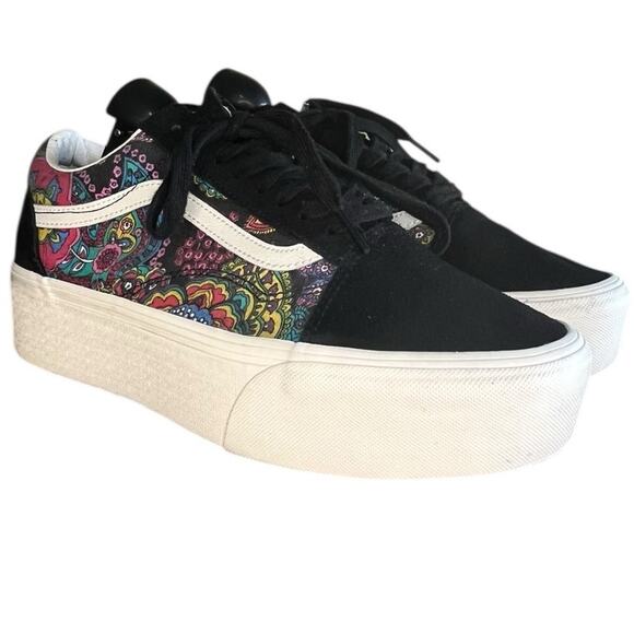 ***SOLD*** VANS Old Skool VN0A7Q5MBLK Canvas Floral Athletic Sneaker Size 9 - Picture 3 of 6